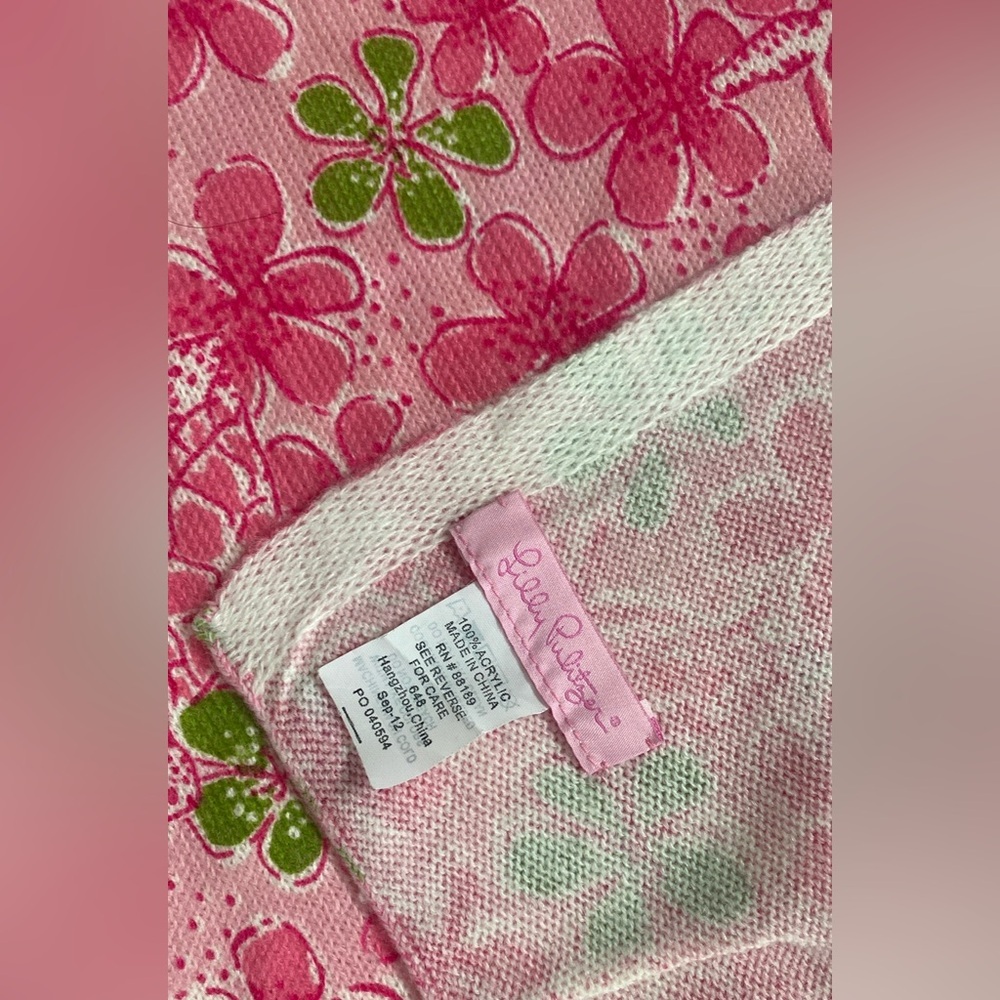 Lilly Pulitzer Knit Scarf Floral Pink - Picture 7 of 9